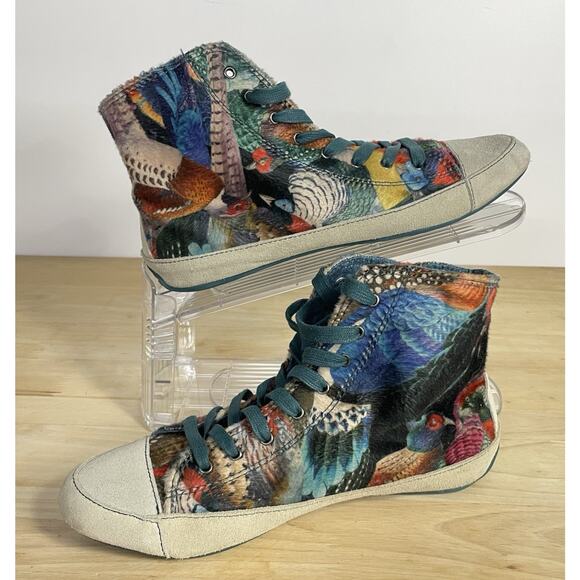 Desigual High Top Sneaker Patchwork Feather Women SZ 40 Bubblegum 26KS413 - Picture 2 of 6